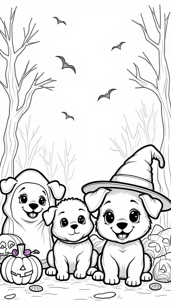 coloriages d’Halloween chiot